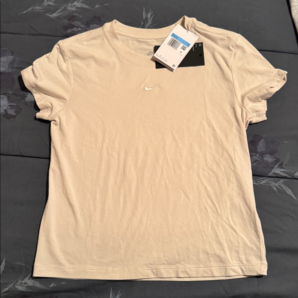 Nike Cream T-Shirt with Embroidered Swoosh